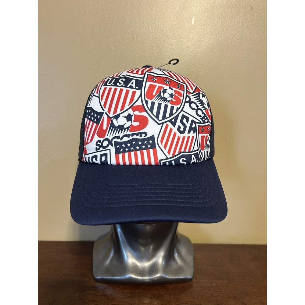 US Soccer Hat All Over Print Snapback Cap Team USA World Cup Trucker Hat Navy